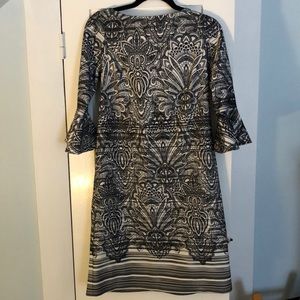 Black and white Work dress with bell sleeves